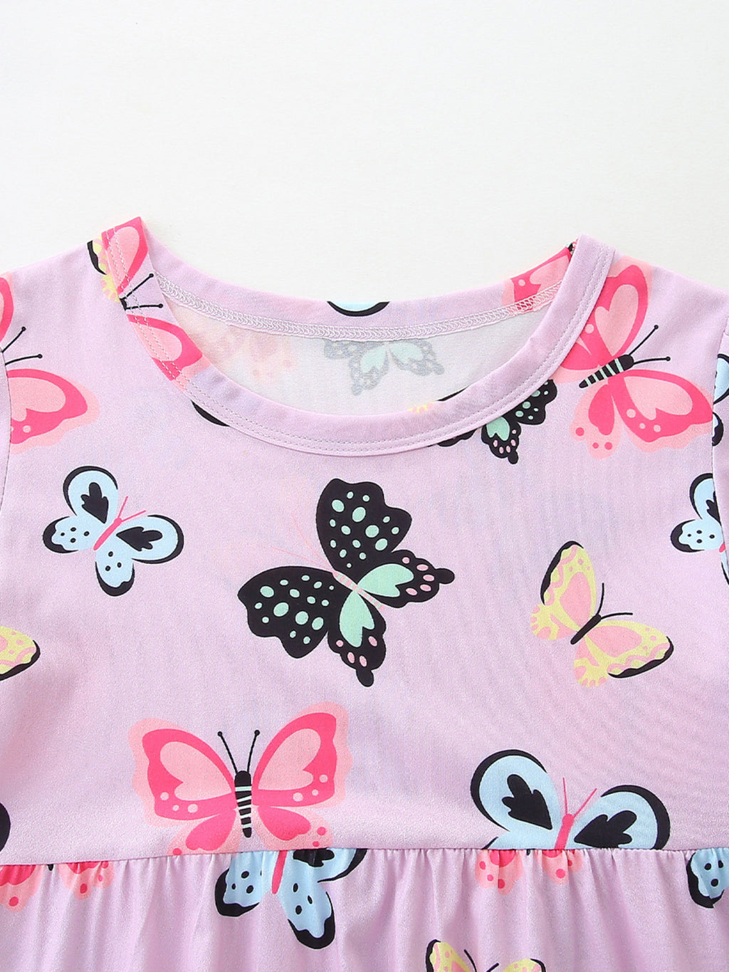 Butterfly Print Casual Dress in Pink Purple for Girls