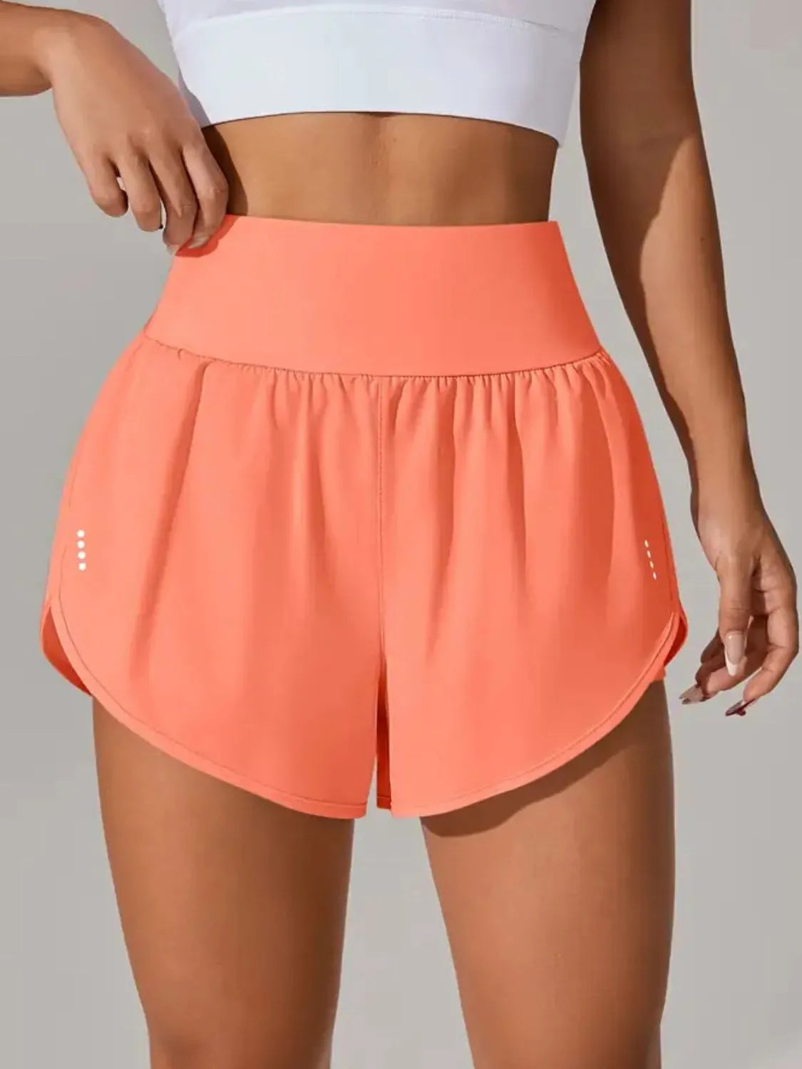 Pocketed High Waist Active Shorts in Blush Pink for Women