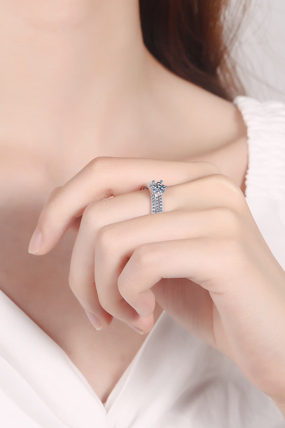 Moissanite 925 Sterling Silver Ring Set for Women