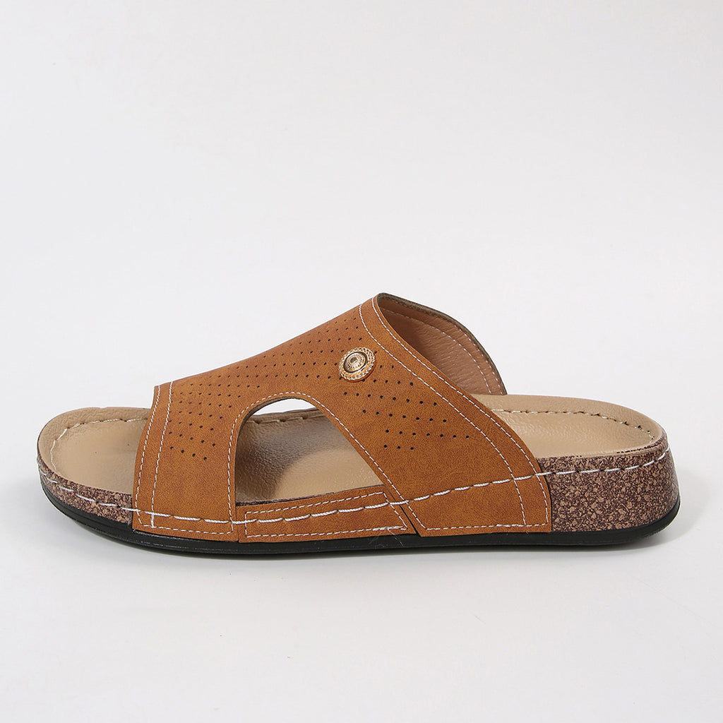 Open Toe Wedge Sandals in Burgundy in Black for Women