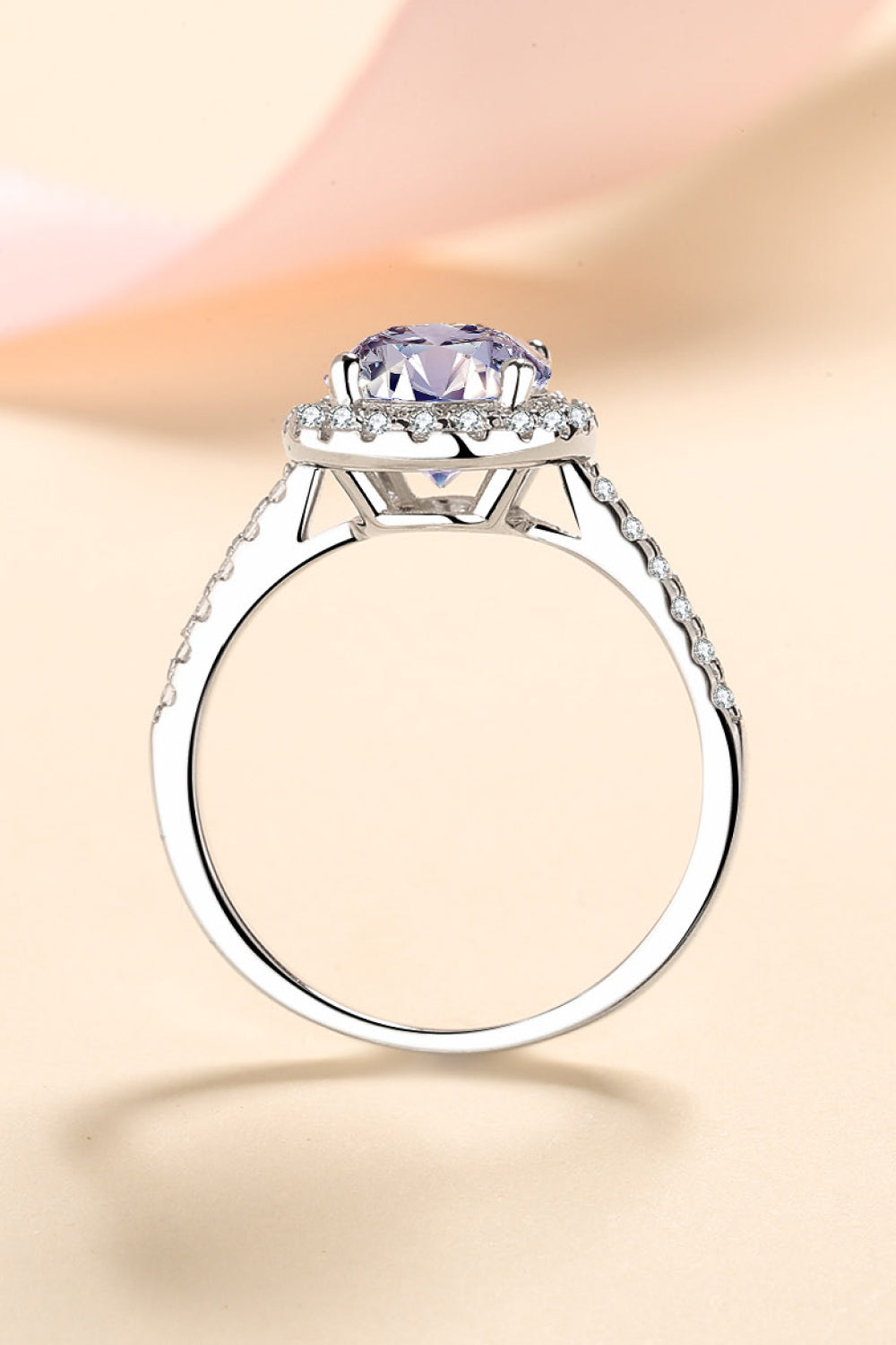2 Carat Moissanite 925 Sterling Silver Halo Ring in Classic for Women