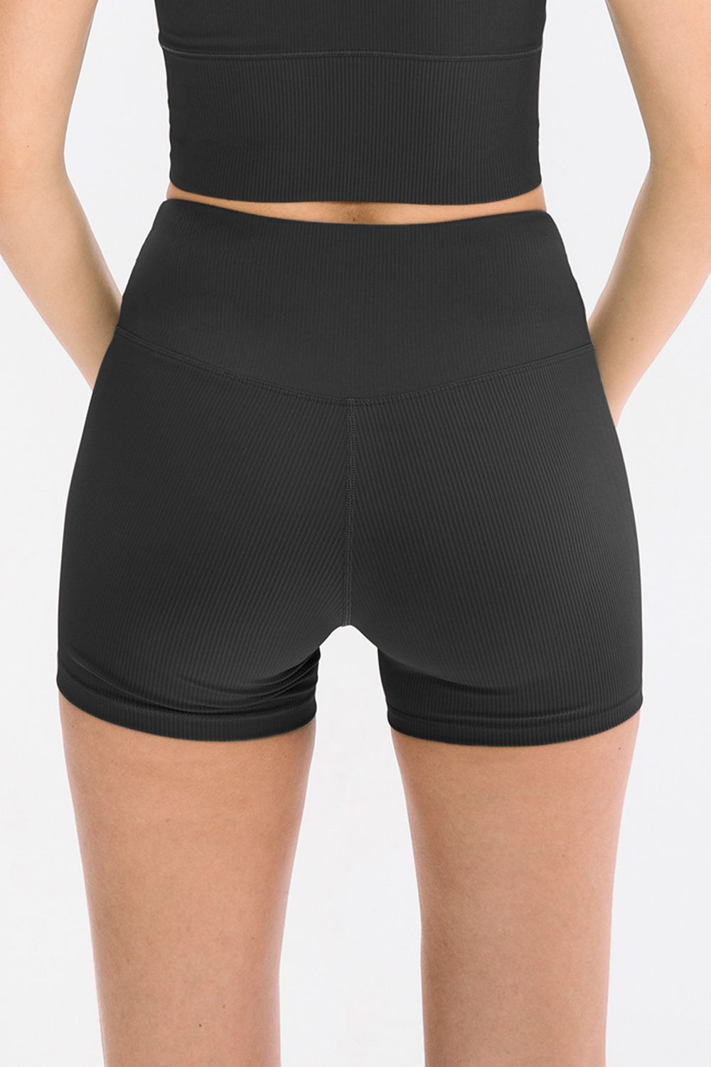 Slim Fit Wide Waistband Sports Shorts in Burgundy for Women