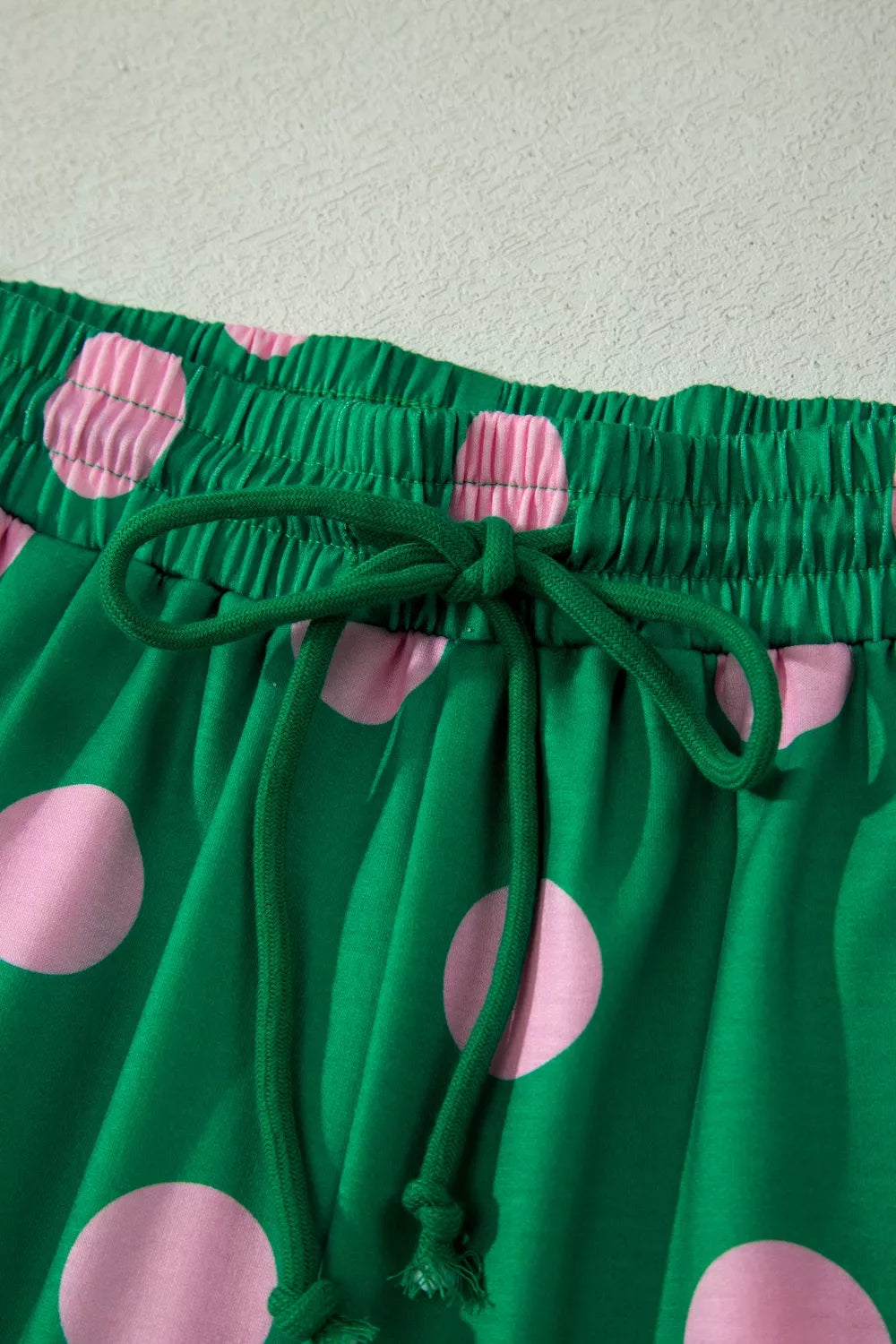 Polka Dot Print V-Neck Tee Shorts Set for Women
