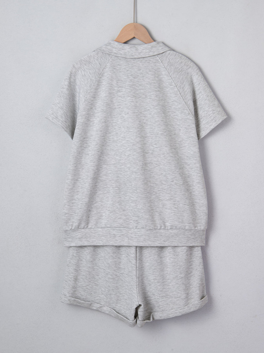 Polo Collar Short Sleeve Top and Shorts Set for Women