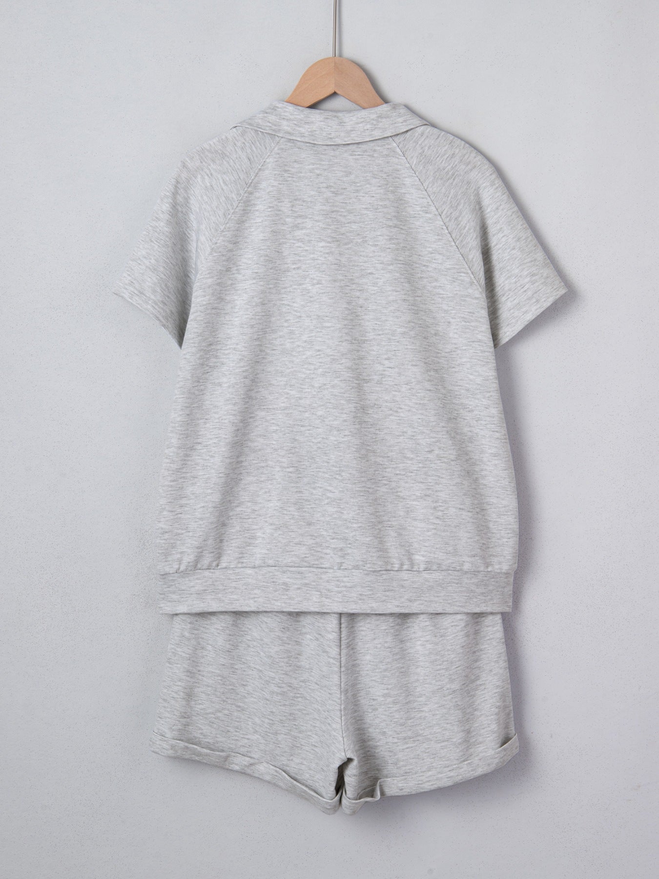 Polo Collar Short Sleeve Top and Shorts Set for Women