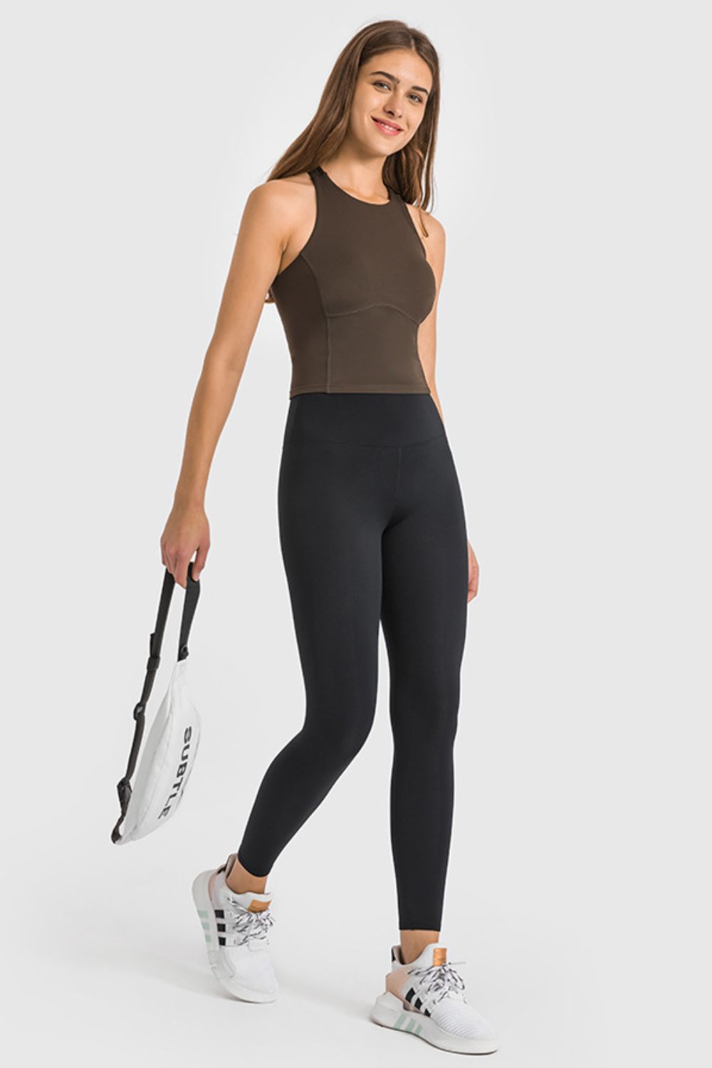High Waist Ankle-Length Yoga Leggings in Cerise for Women