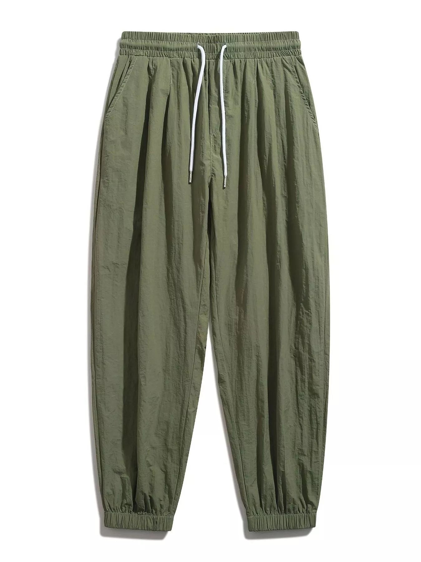Plus Size Drawstring Loose Fit Joggers in Black for Men