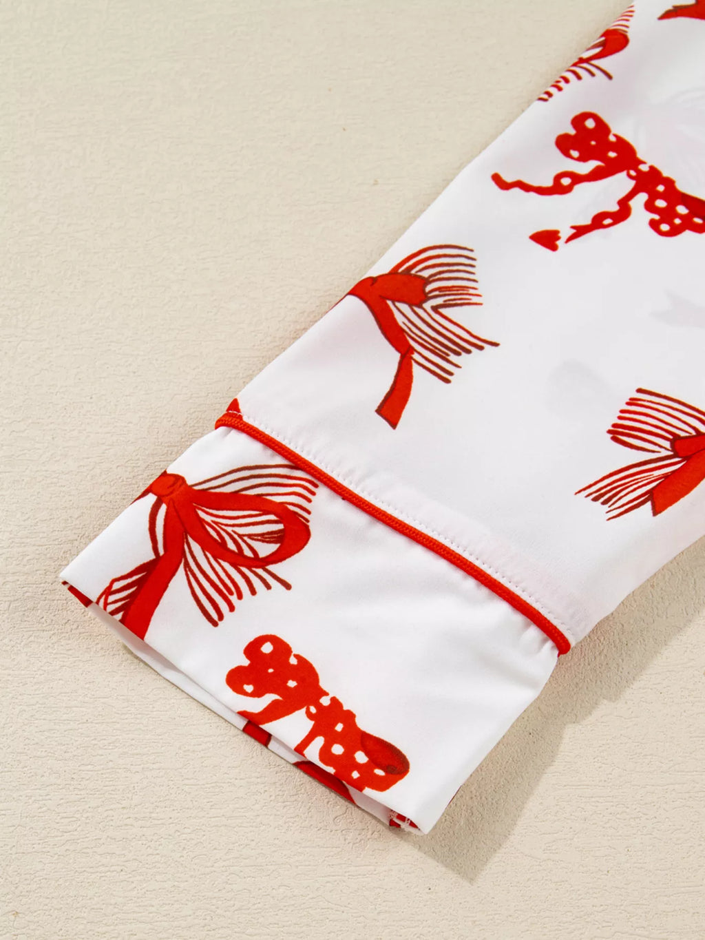 Christmas Bow Print Top and Pants 2pcs Pajama Set for Women