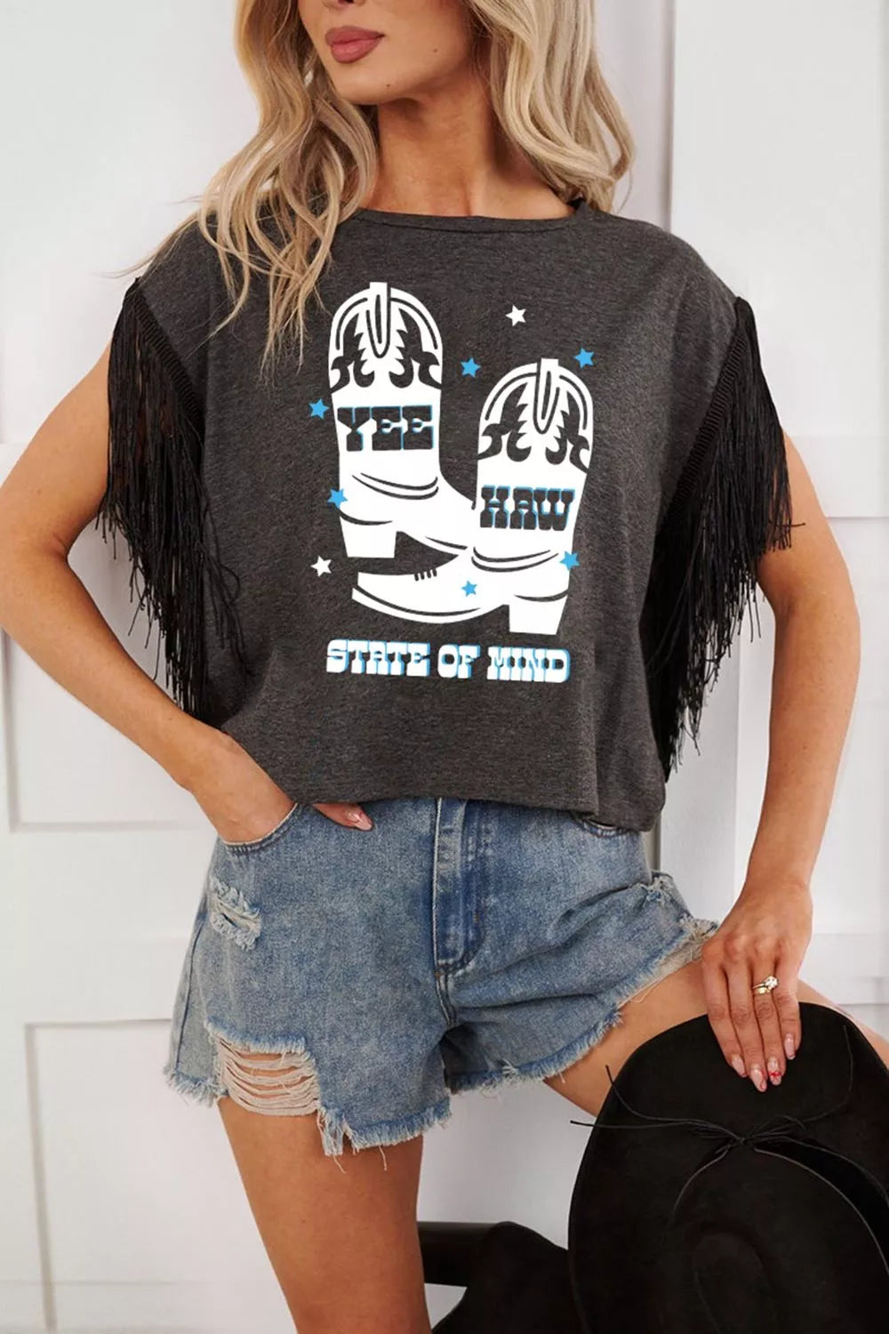 State of Mind Boots Graphic T-Shirt in Black for Women