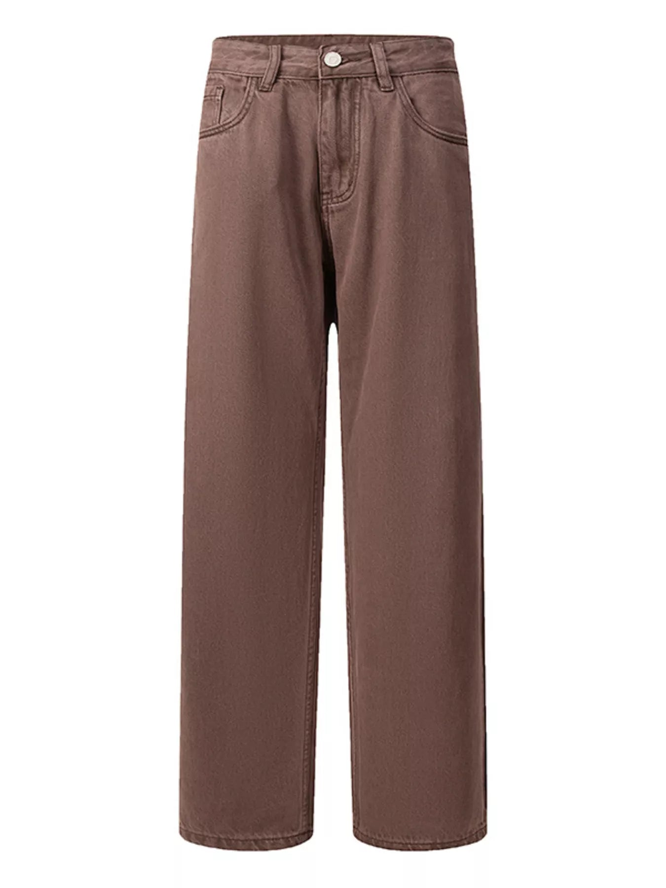 Vintage Wash Wide Leg Jeans in Khaki for Men