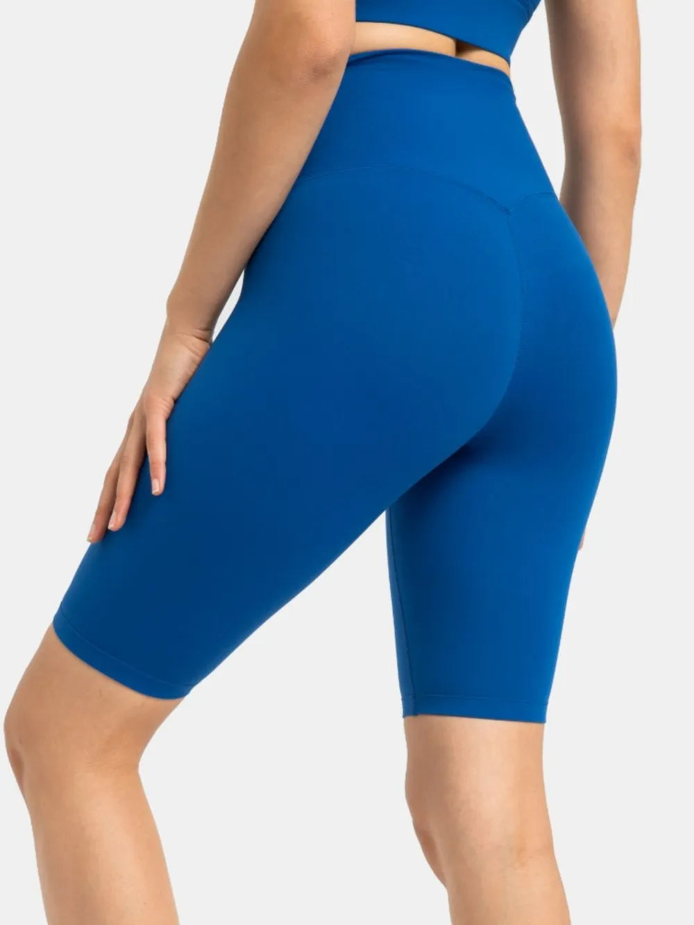 High Rise Wide Waistband Active Shorts in Dark Brown in Lavender for Women
