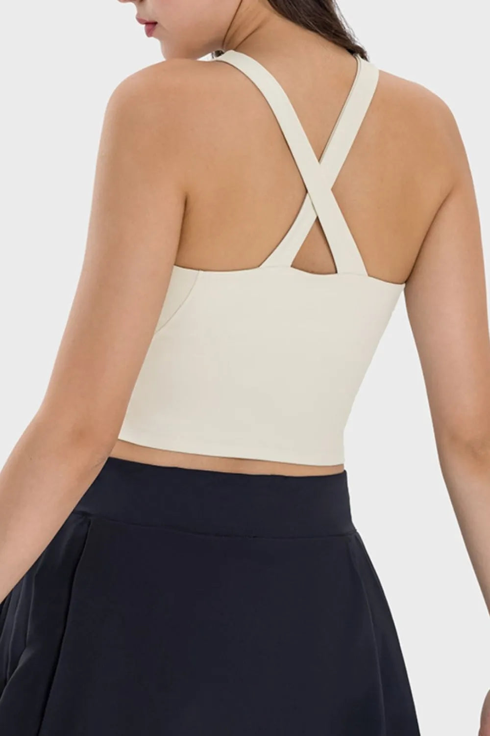Crisscross Grecian Neck Active Cami in Cream for Women