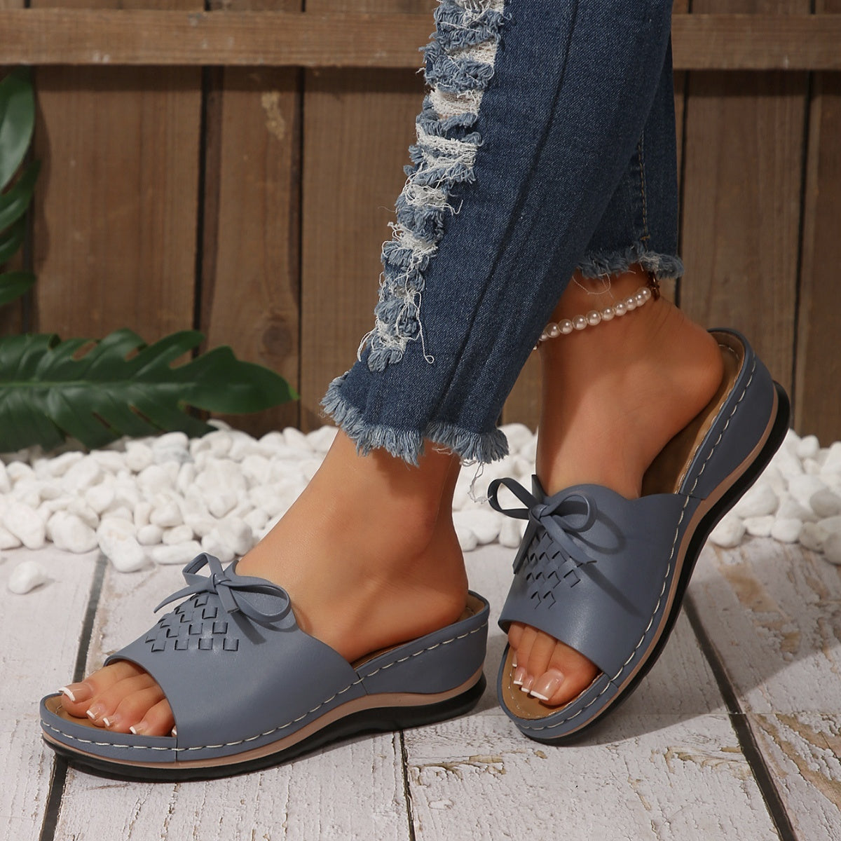 Open Toe Wedge Sandals in Light Pink in Blue for Women