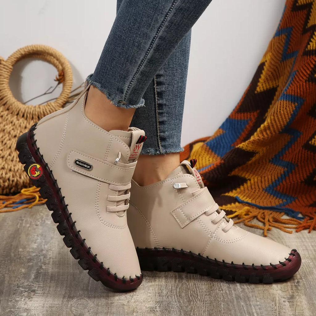 Lace Up Platform Ankle Boots in Black for Women