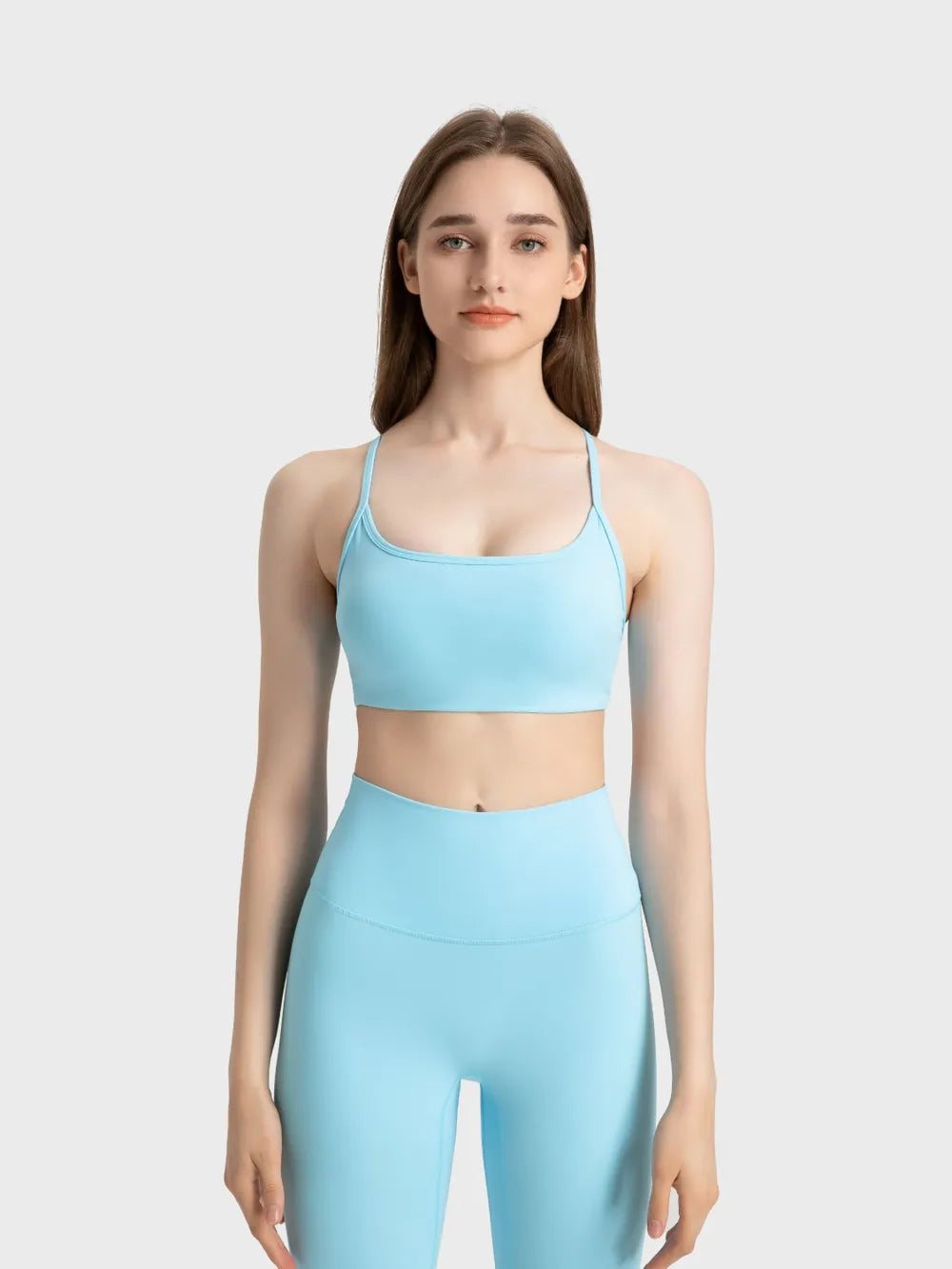 Crisscross Back Scoop Neck Active Cami with Detachable Chest Pads in Multicolor for Women