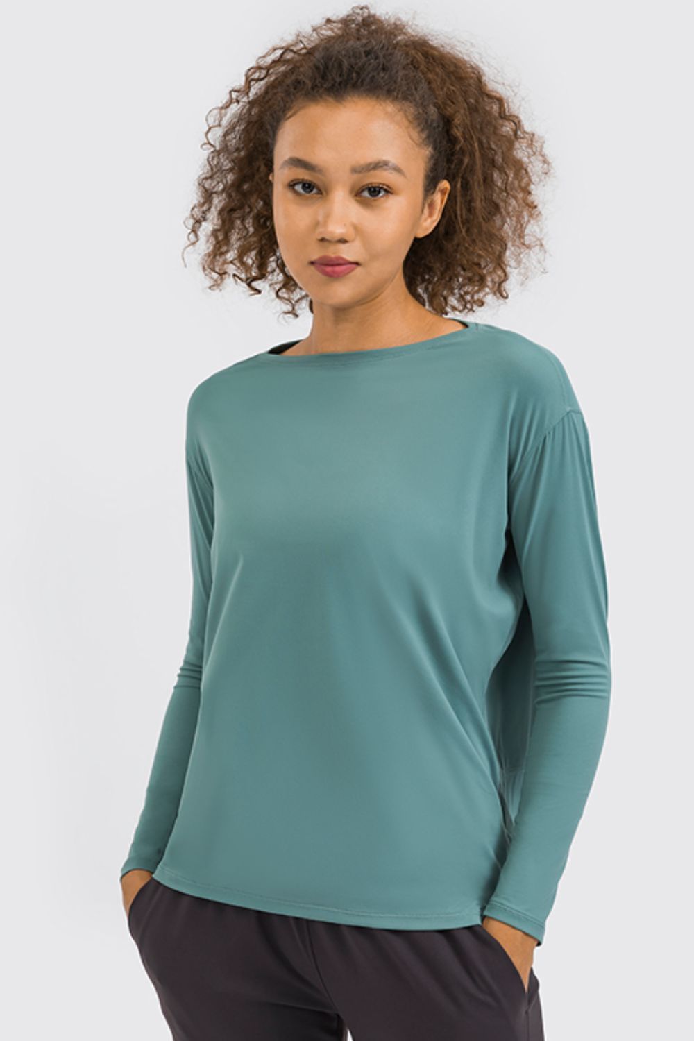 Loose Fit Active Top in Deep Teal for Women