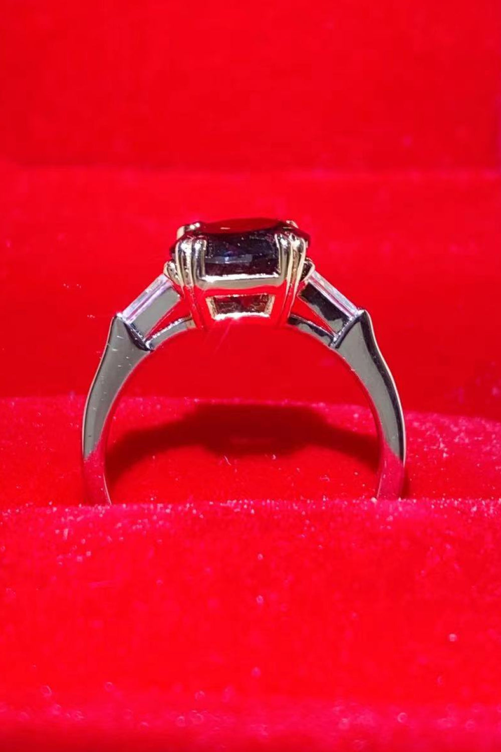 2 Carat Black Moissanite Platinum-Plated Ring for Women