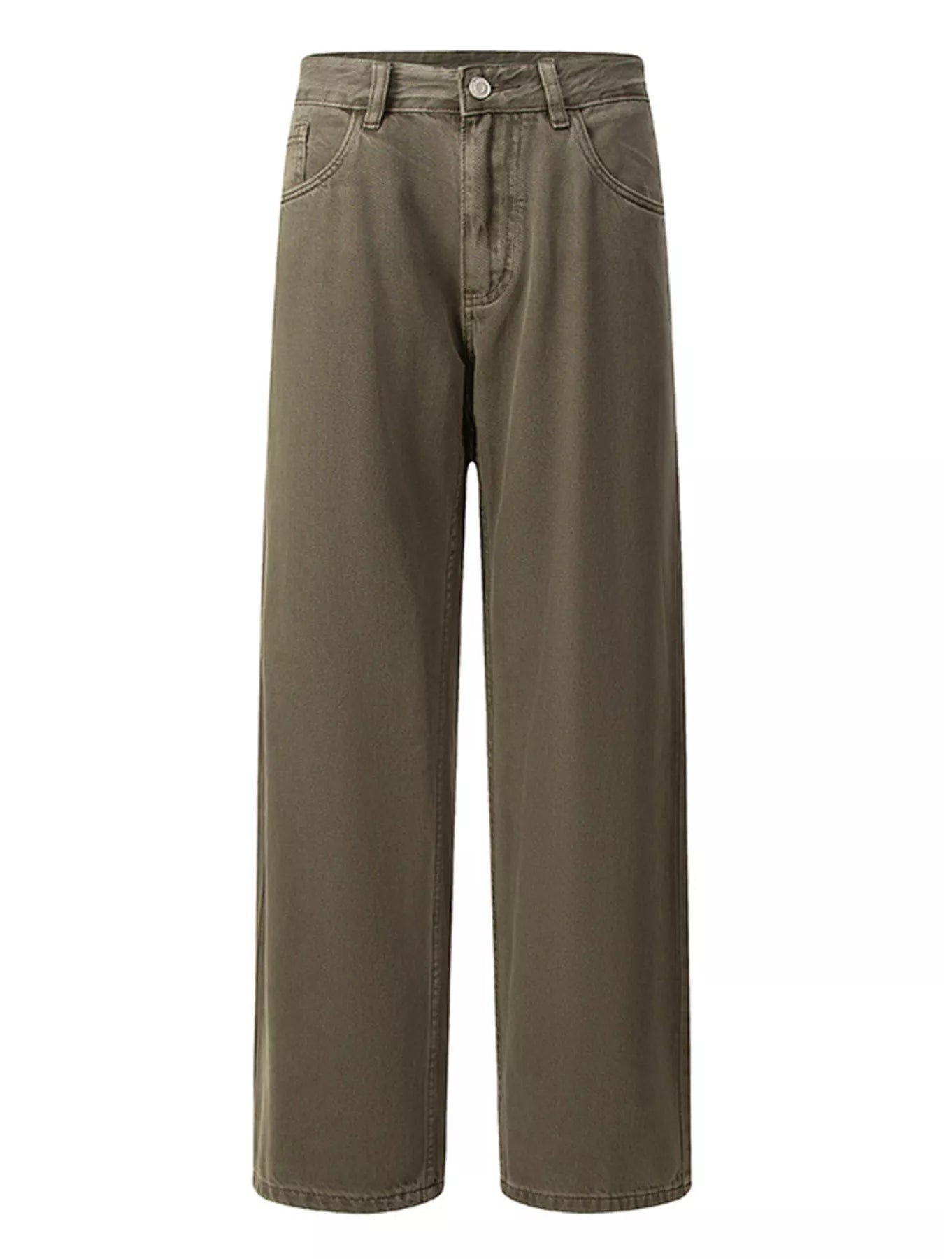 Vintage Wash Wide Leg Jeans in Khaki in Black for Men