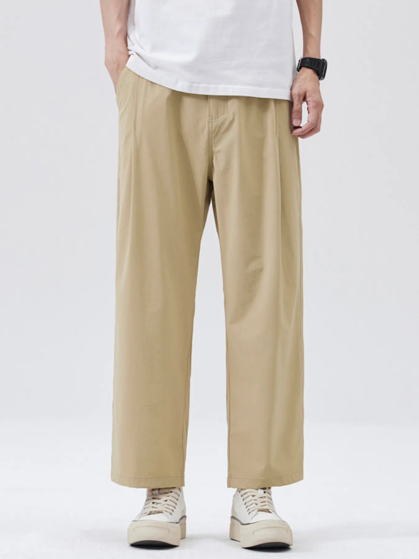 Wide Leg Pants Plus Size in Khaki for Men