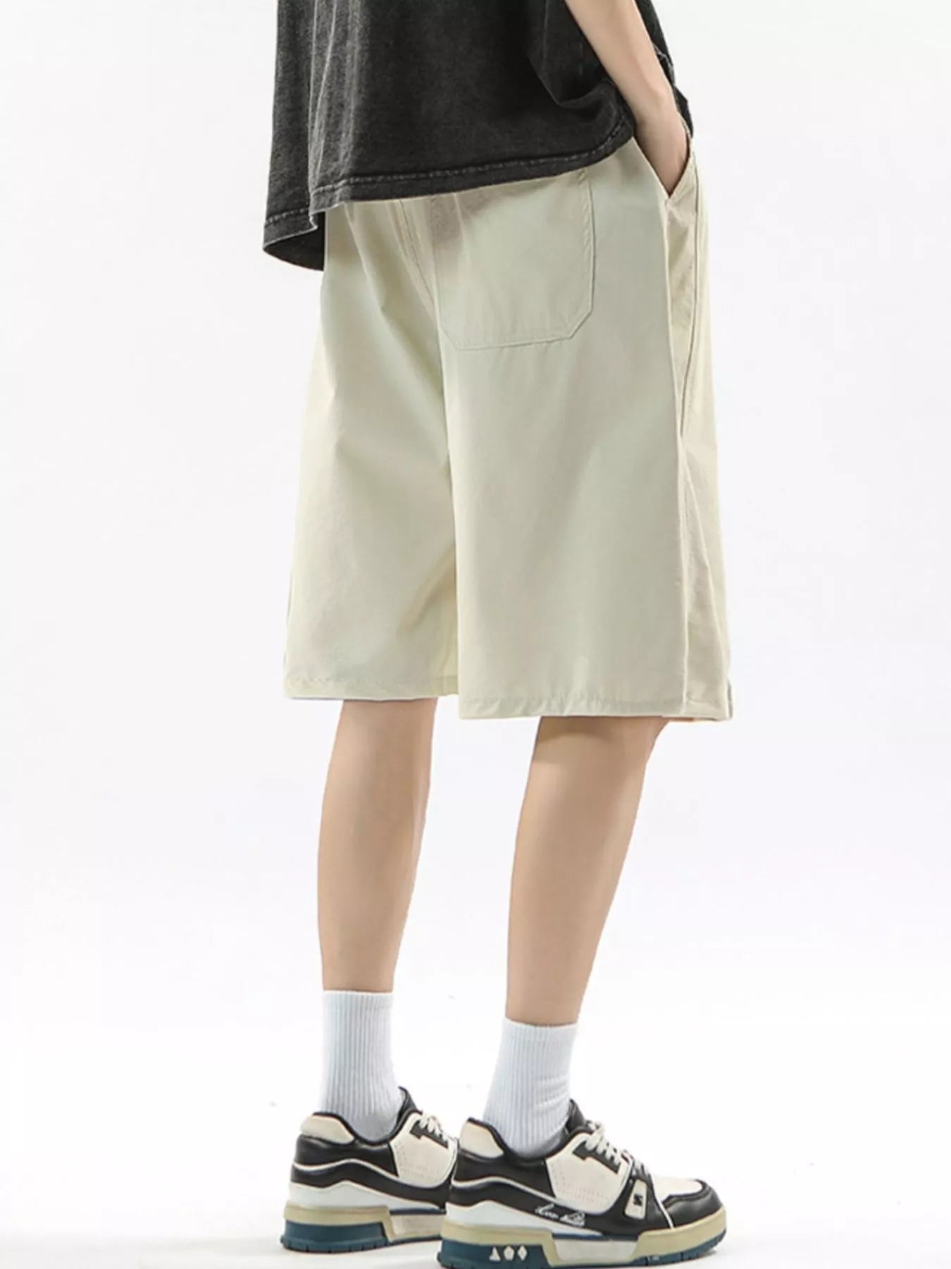Drawstring Casual Loose-Fit Pants Plus Size in Black for Men