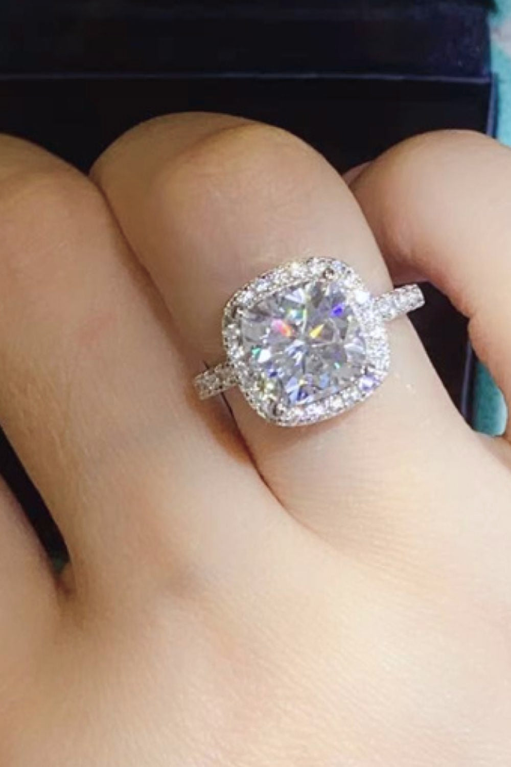 3 Carat Moissanite 925 Sterling Silver Square Ring in White for Women