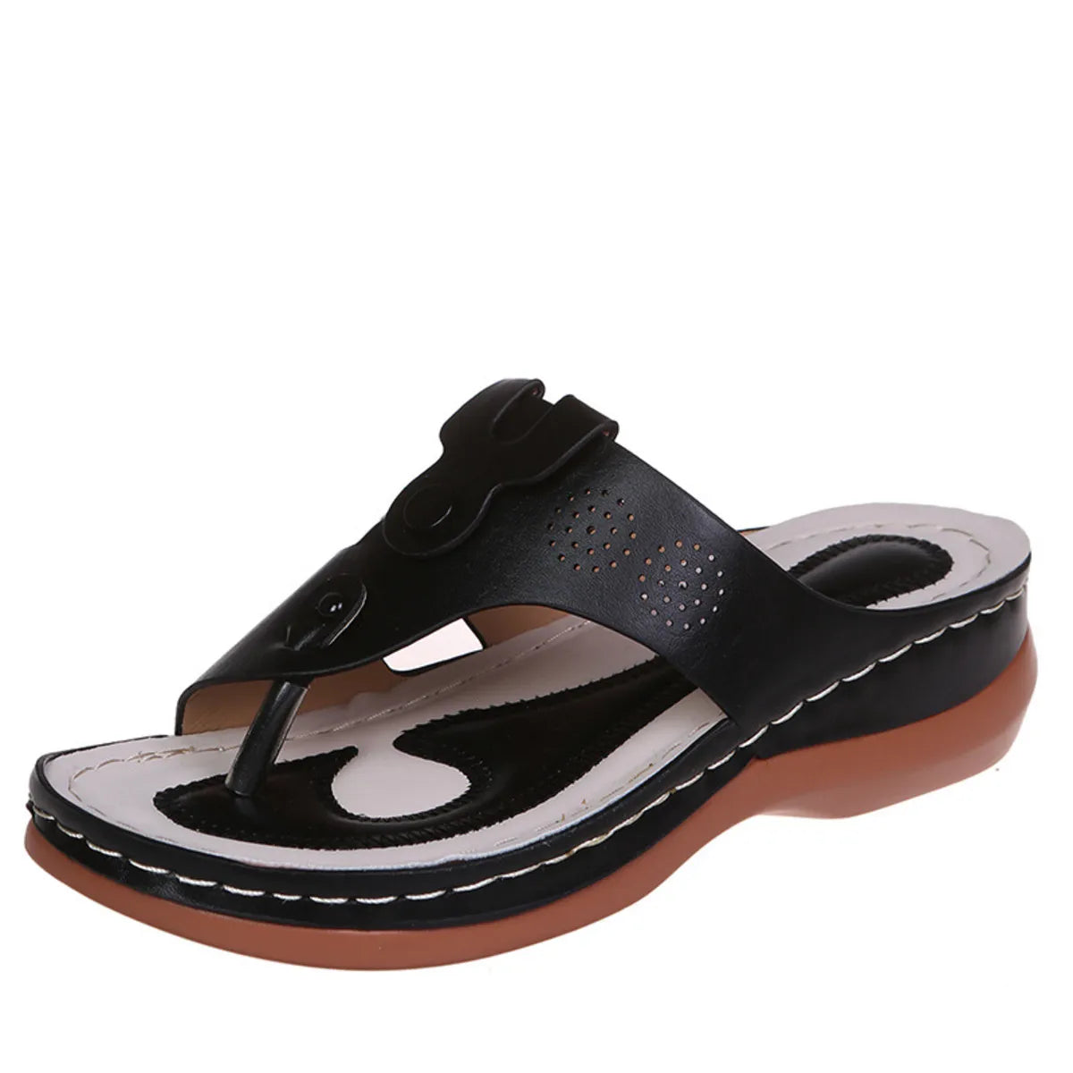 Cutout Wedge Sandals in Black for Women