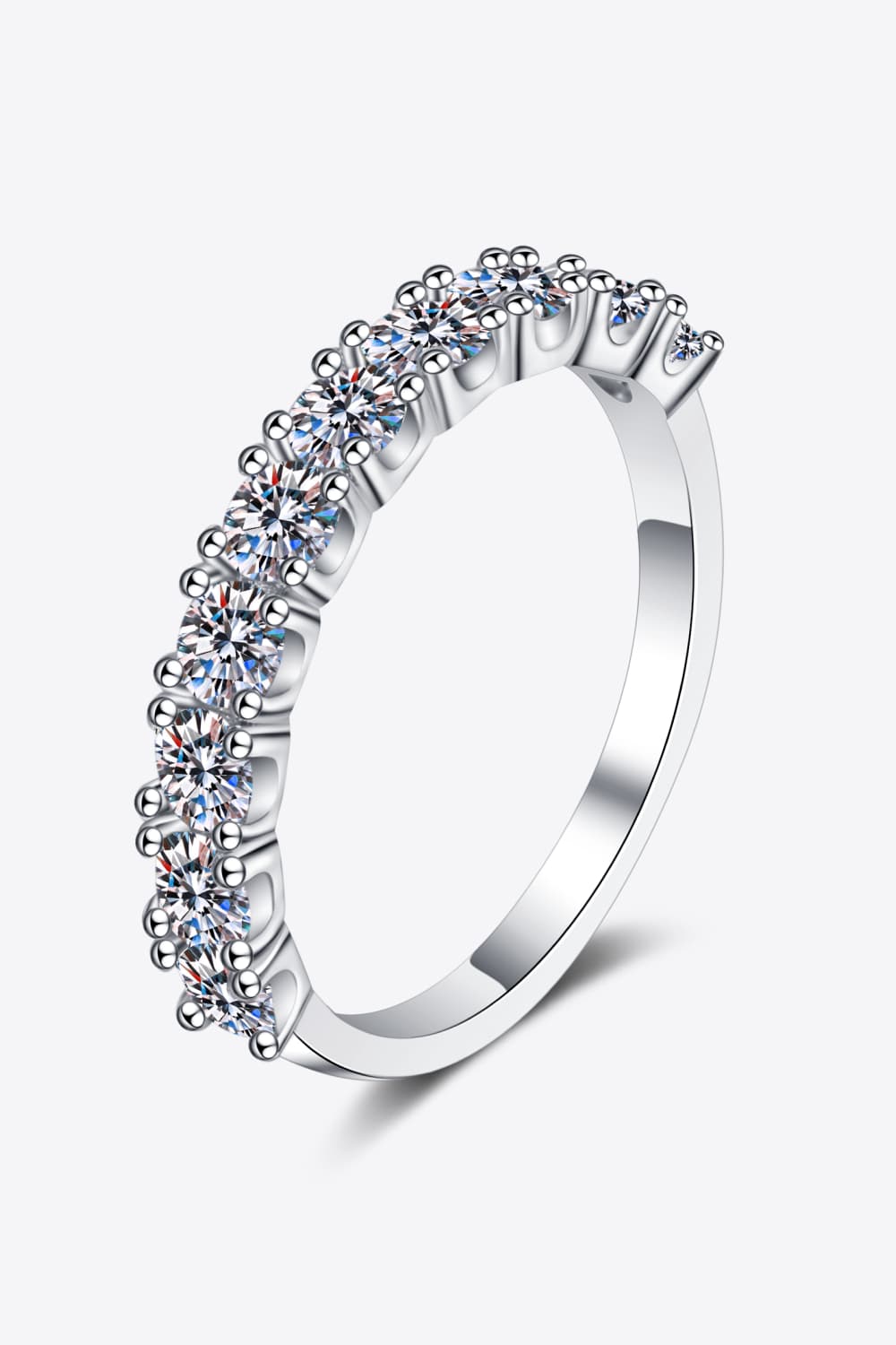 1 Carat Moissanite Half-Eternity Ring in Silver for Women