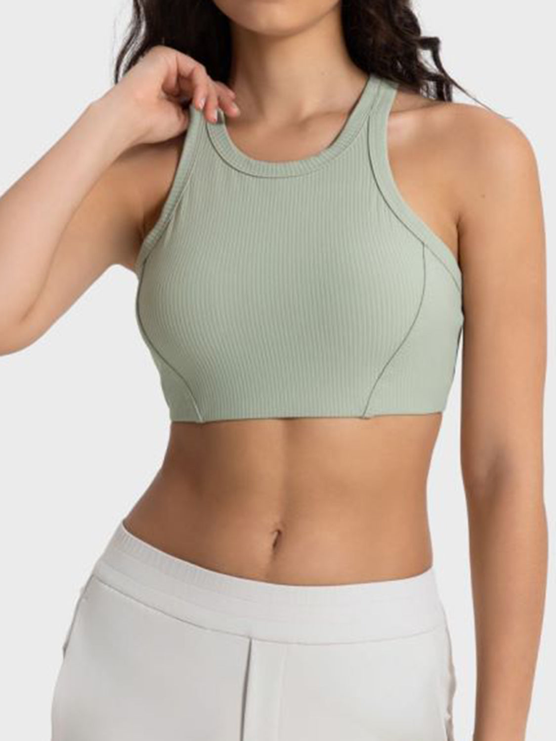 Wide Strap Cropped Sport Tank in White for Women