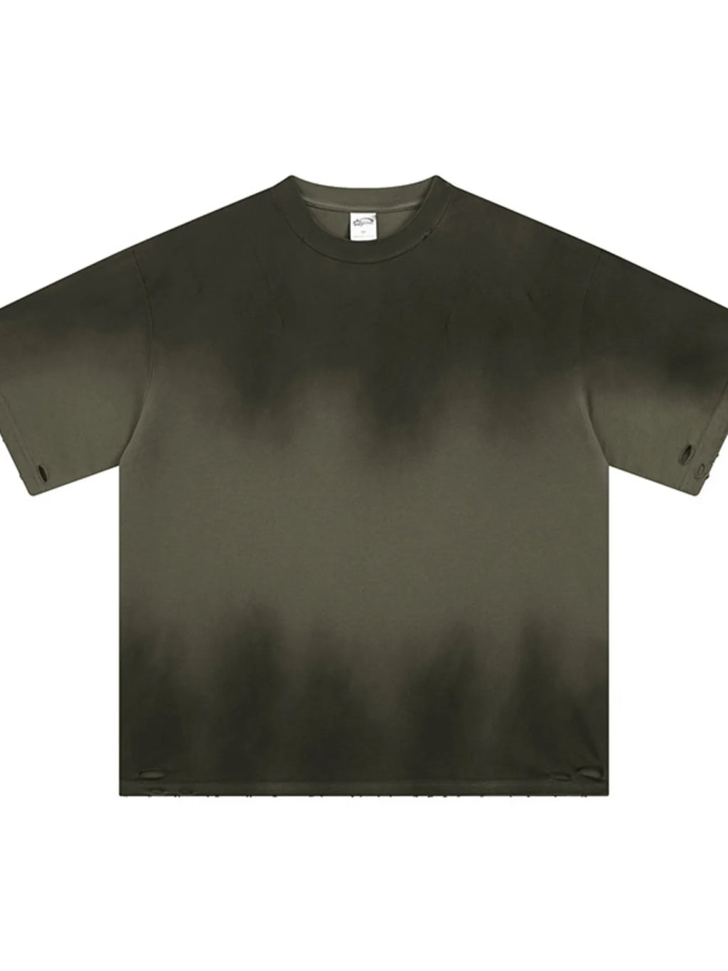 Gradient Round Neck Oversized T-Shirt in Army Green for Men
