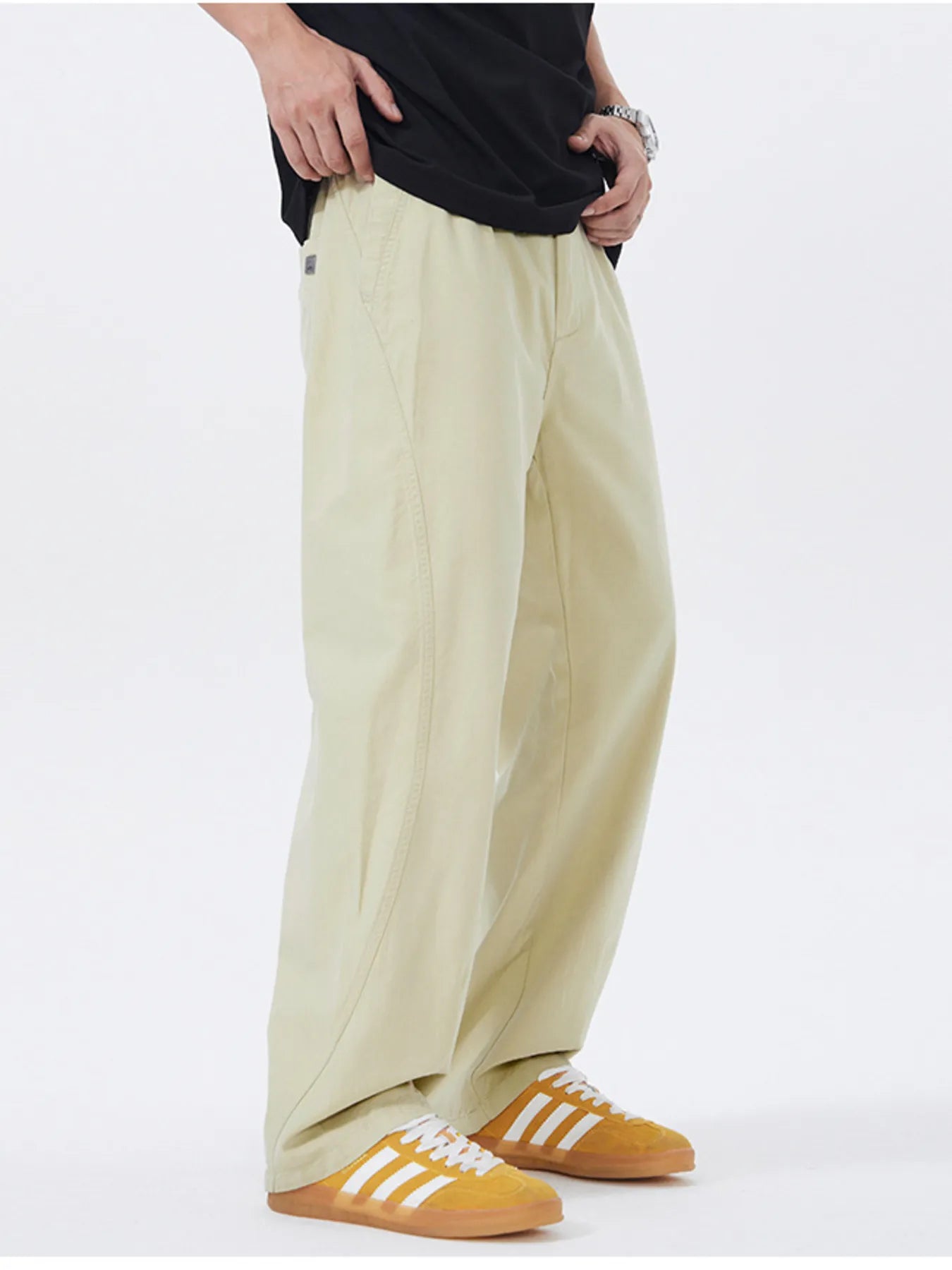 Loose Fit Casual Pants Plus Size in Khaki for Men