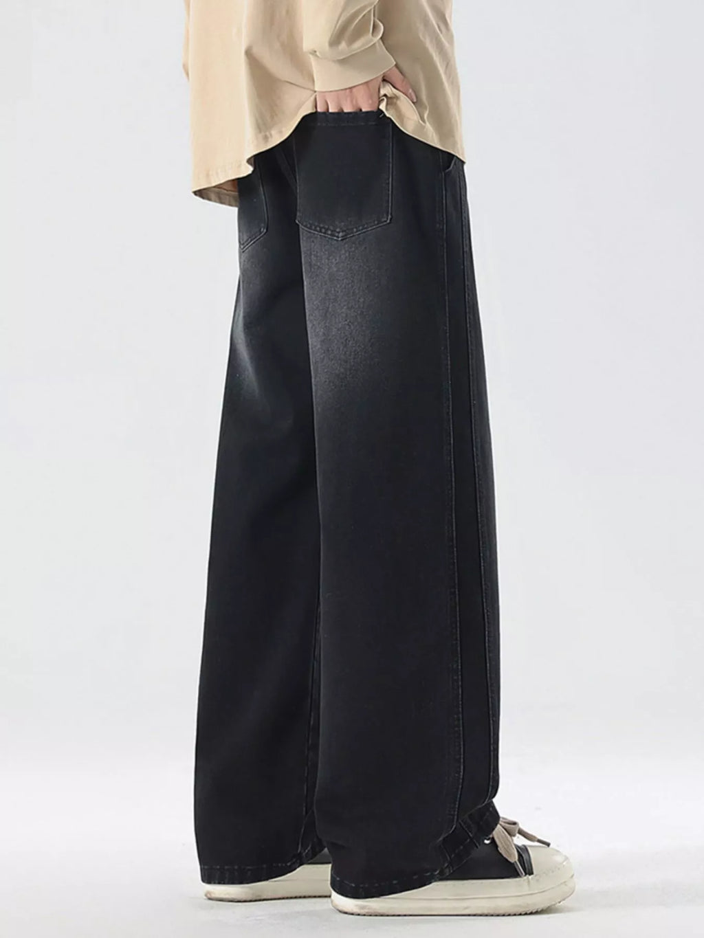 Wash Wide Leg Jeans Plus Size in Classic in Vintage Blue for Men