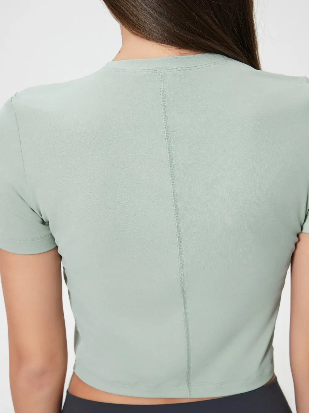 Round Neck Short Sleeve Active T-Shirt in Fuchsia Pink in Sage for Women