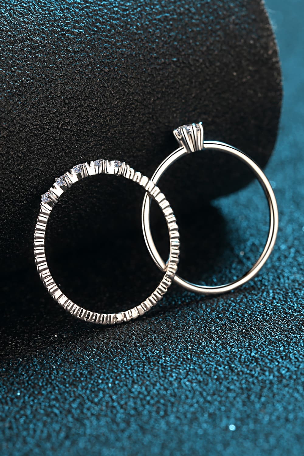 Moissanite 925 Sterling Silver Two-Piece Ring Set for Women