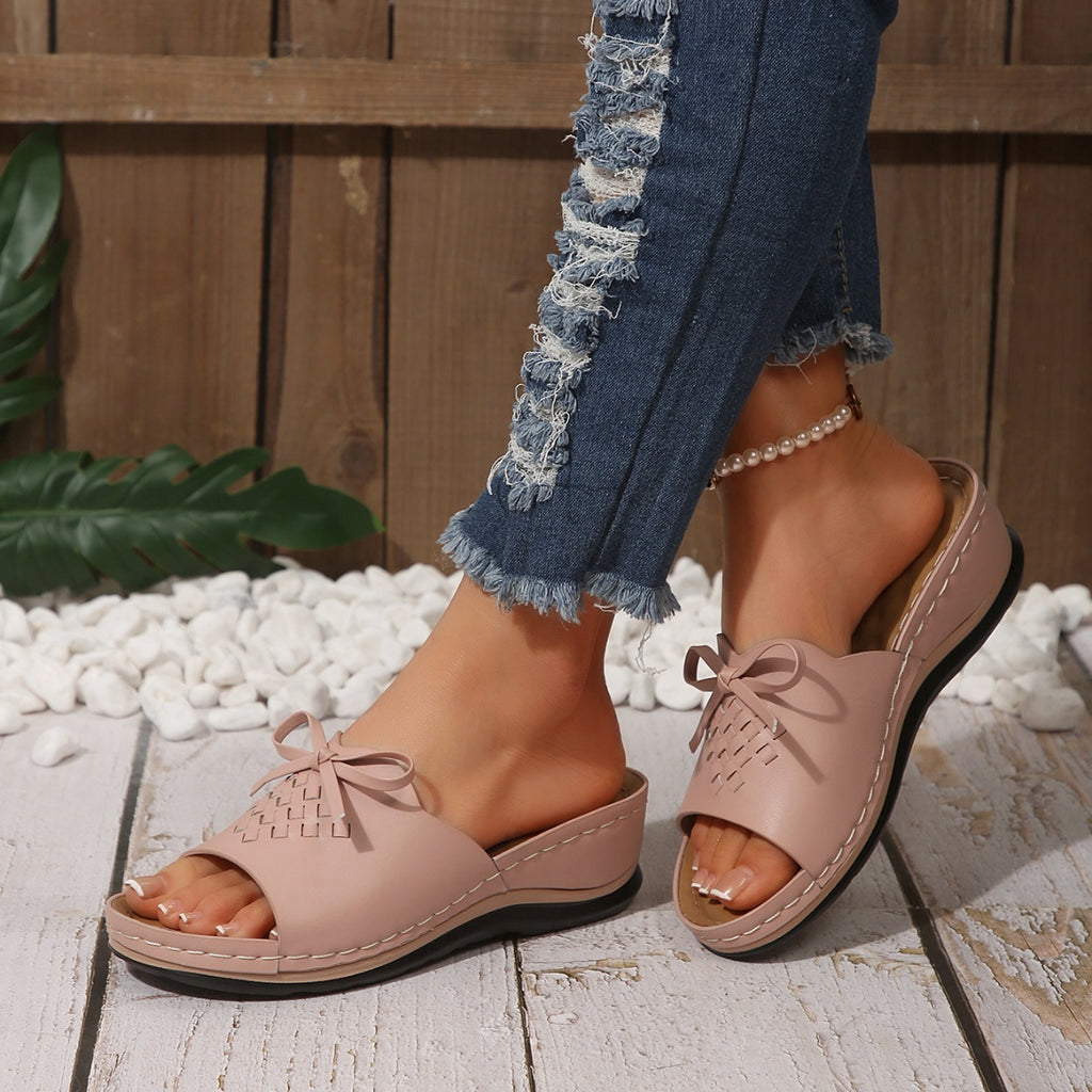 Open Toe Wedge Sandals in Light Pink for Women