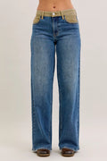 Mr Column Straight Jeans with Corduroy Waist in Md for Women