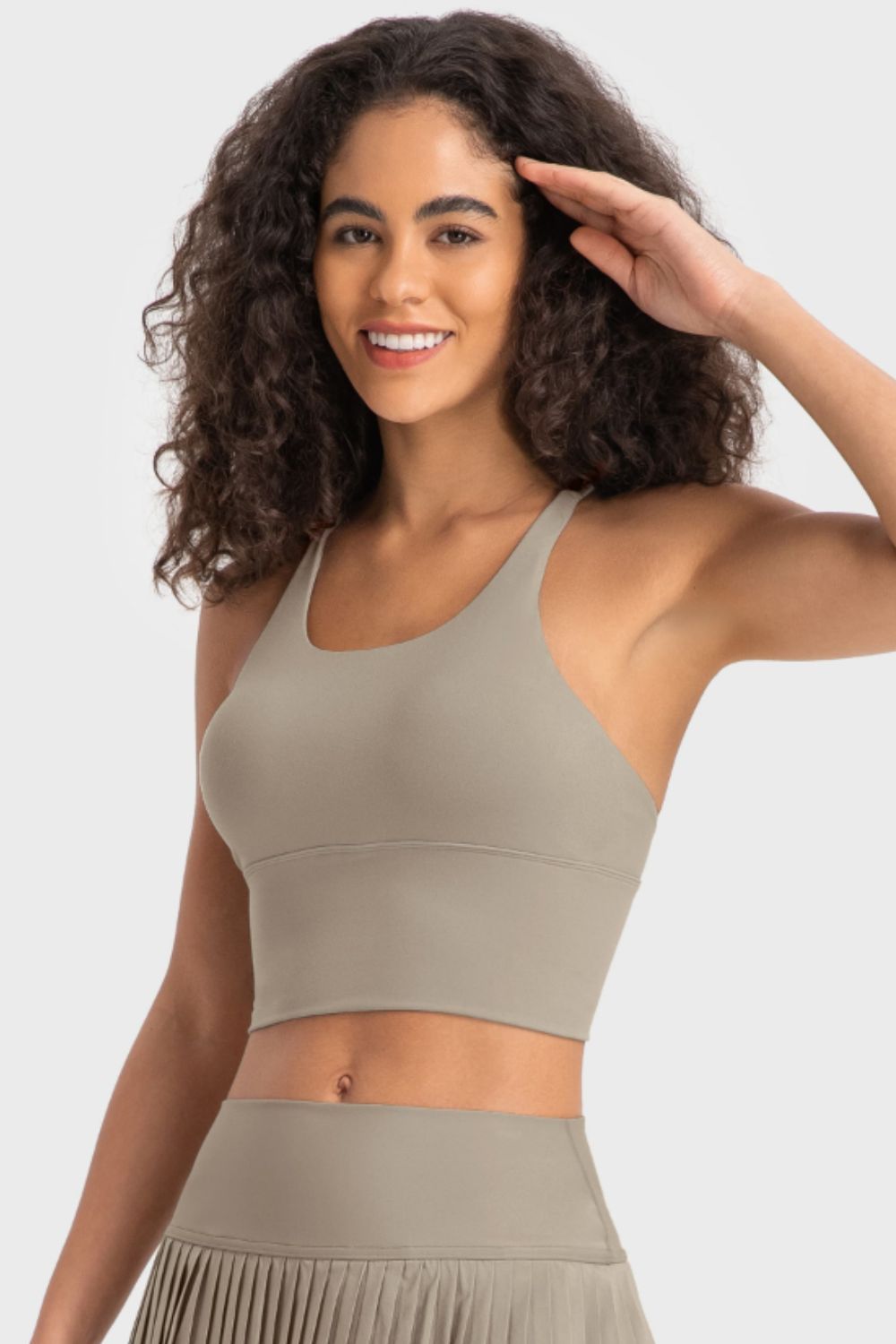 Crisscross Back Ladder Detail Sports Bra in Blush Pink for Women