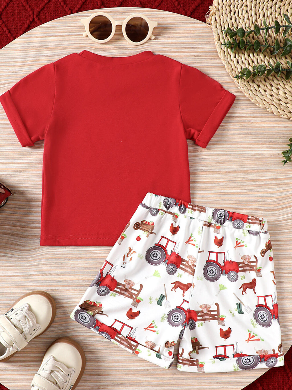 Mama Boy Graphic Casual Tee and Shorts Set in Turquoise for Boys