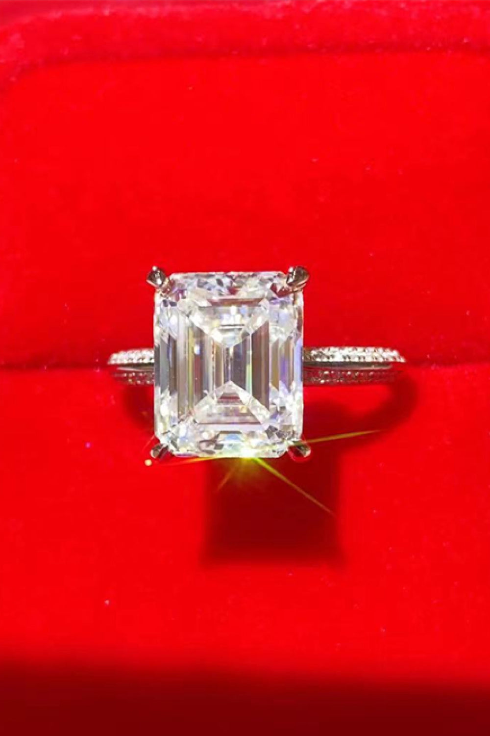 5 Carat Moissanite Platinum-Plated Ring in Silver for Women