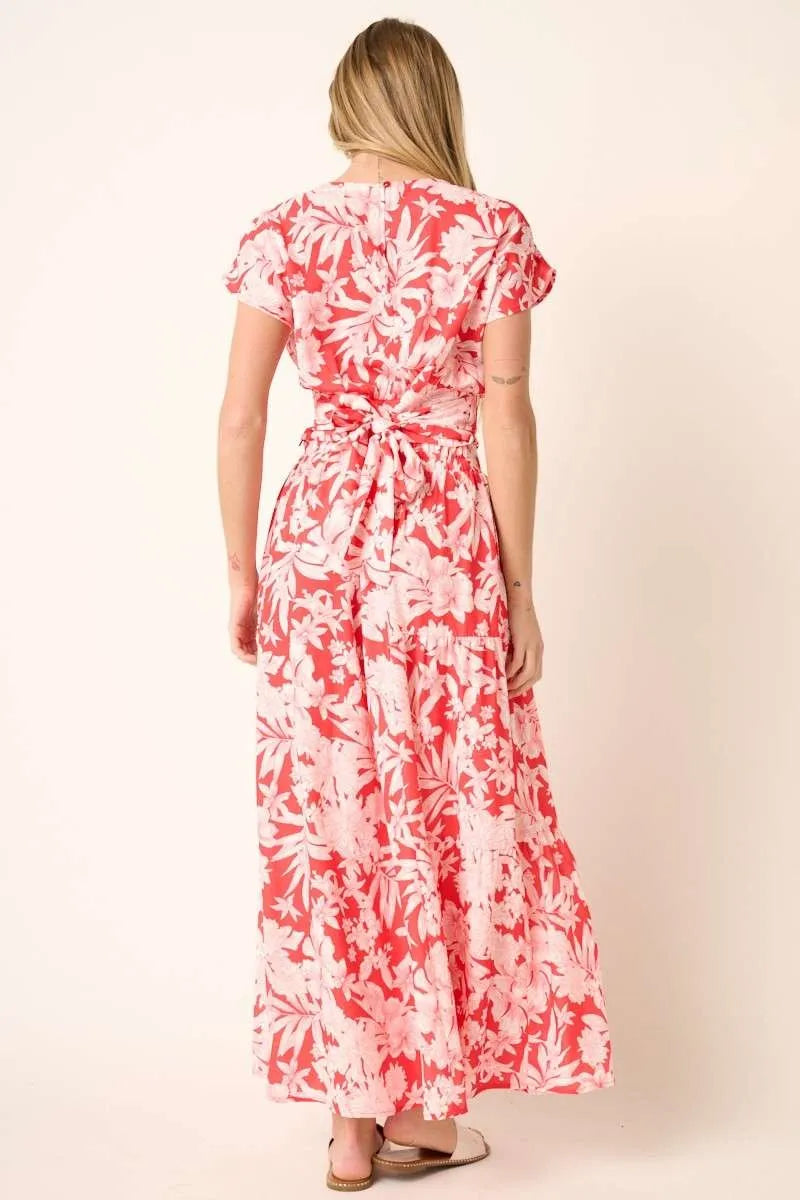 Tropical Print Top and Skirt Set for Women