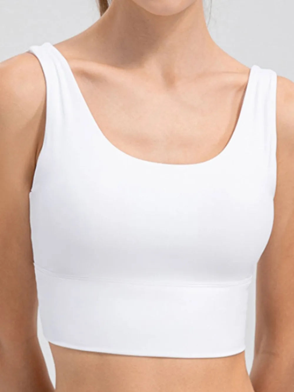 Scoop Neck Wide Strap Active Tank in Light Blue for Women