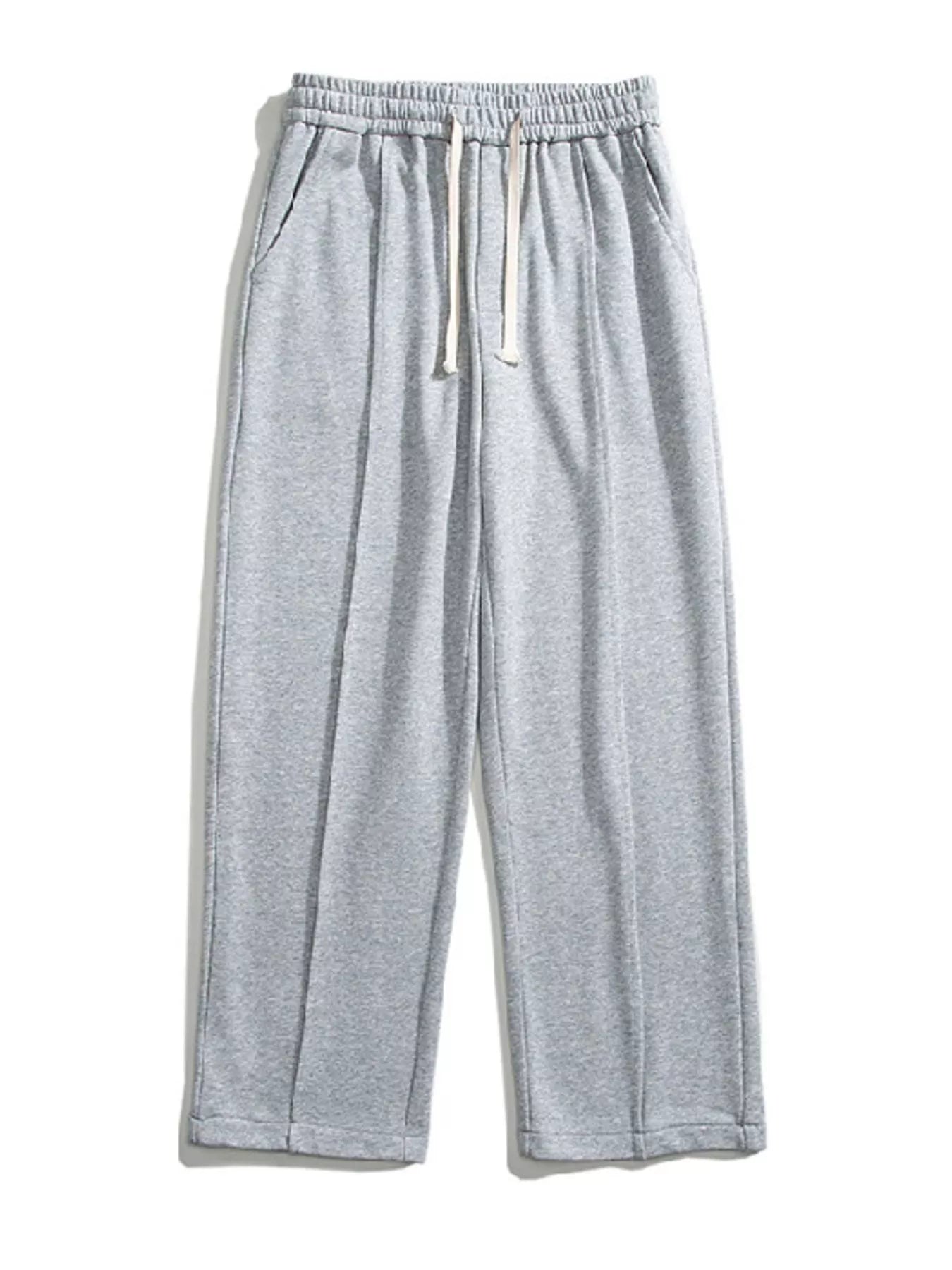 Plus Size Casual Wide Leg Drawstring Pants in Gray for Men