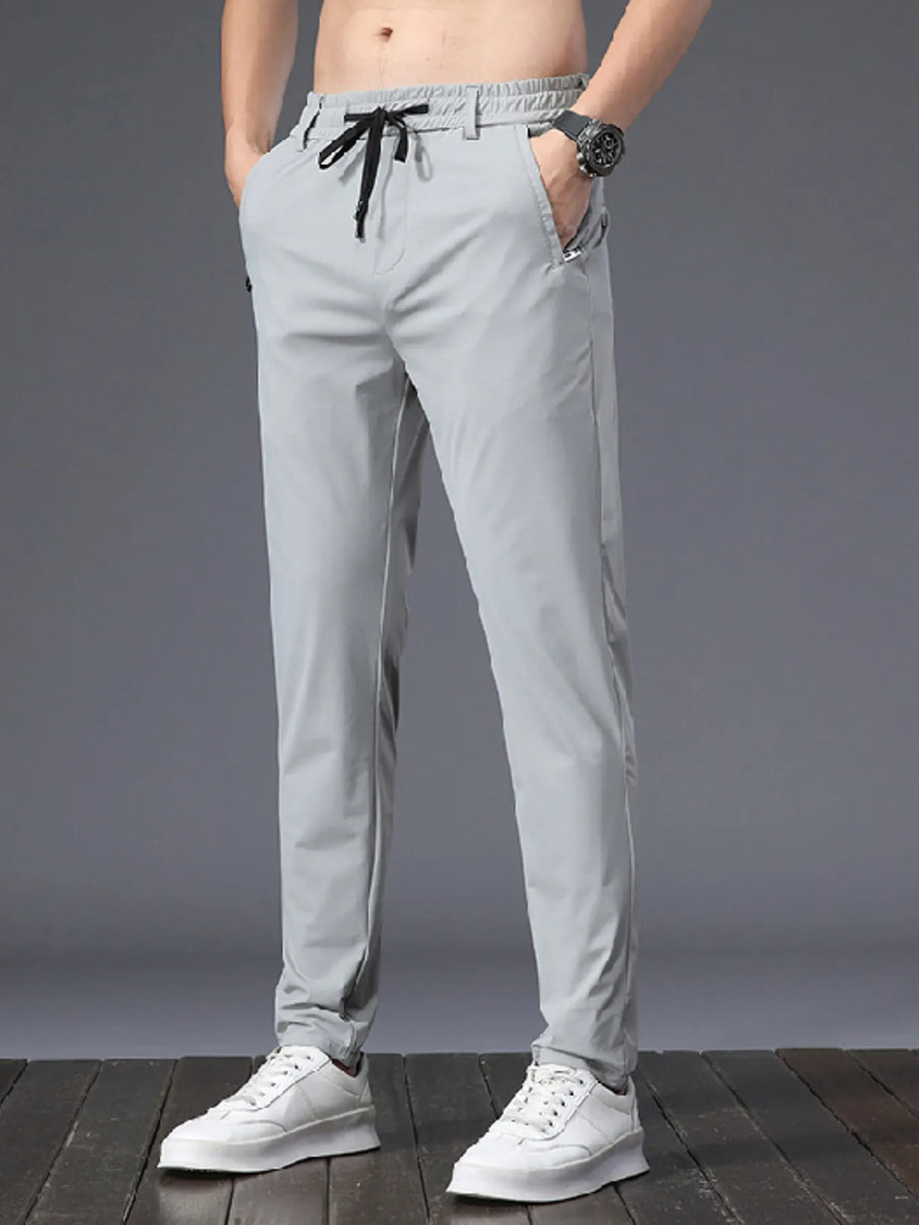 Slim Fit Pants in Black for Men