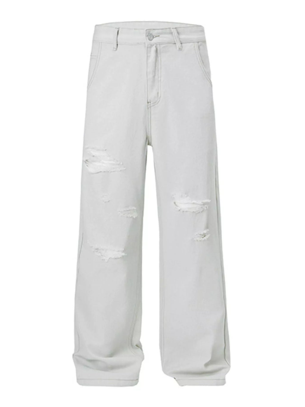 Distressed Wide Leg Jeans in Off-White for Men