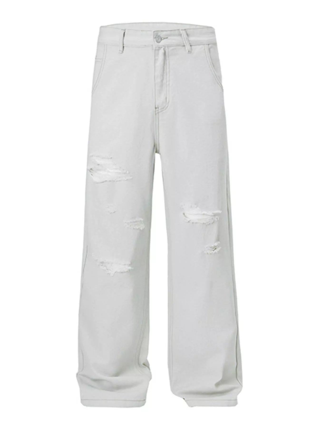Distressed Wide Leg Jeans in Off-White for Men