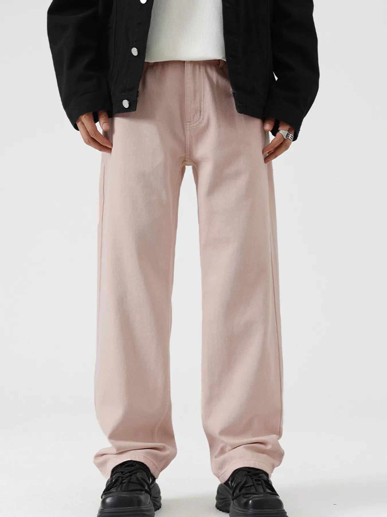 Vintage Wash Wide Leg Jeans in Khaki in Black for Men