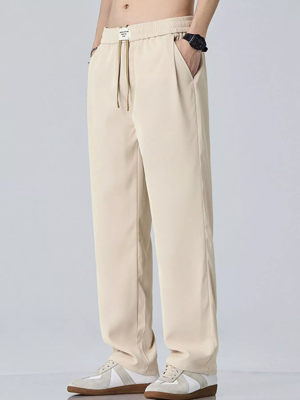 Wide Leg Pants in Dark Gray in Tan for Men