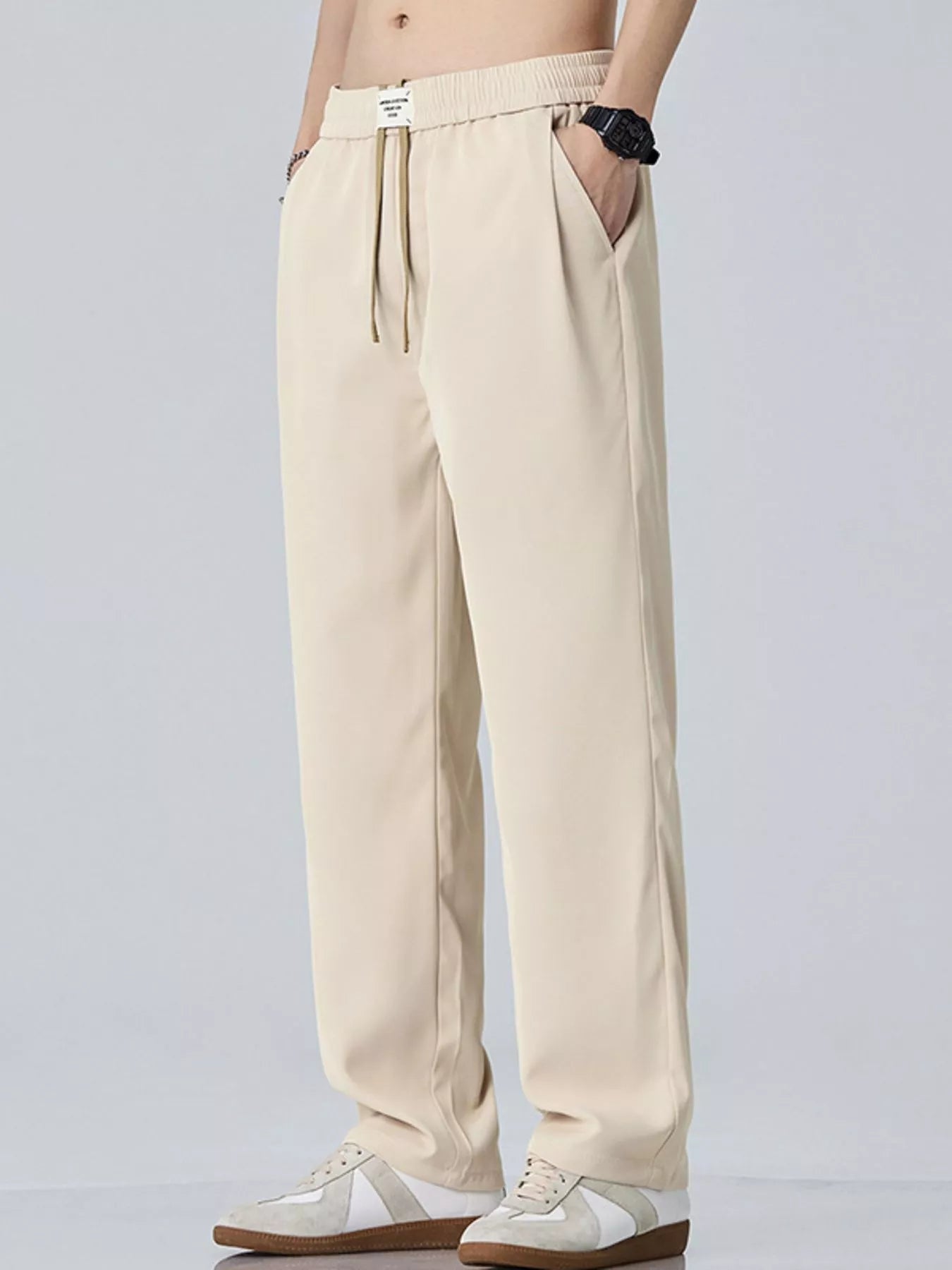 Wide Leg Pants in Dark Gray in Tan for Men