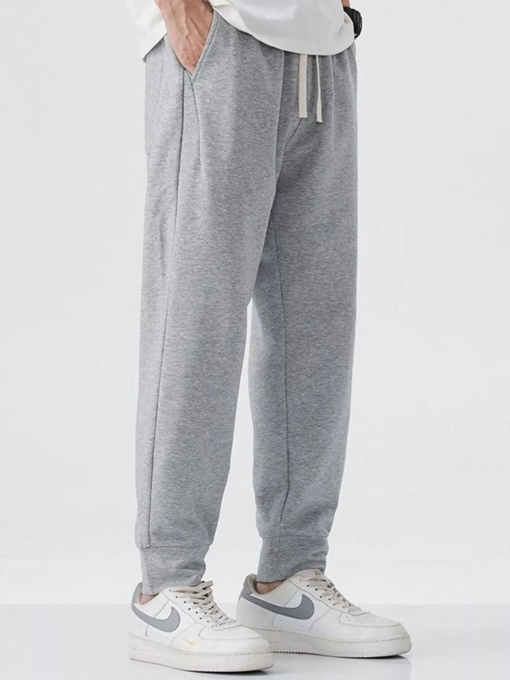 Casual Drawstring Joggers in Gray for Men