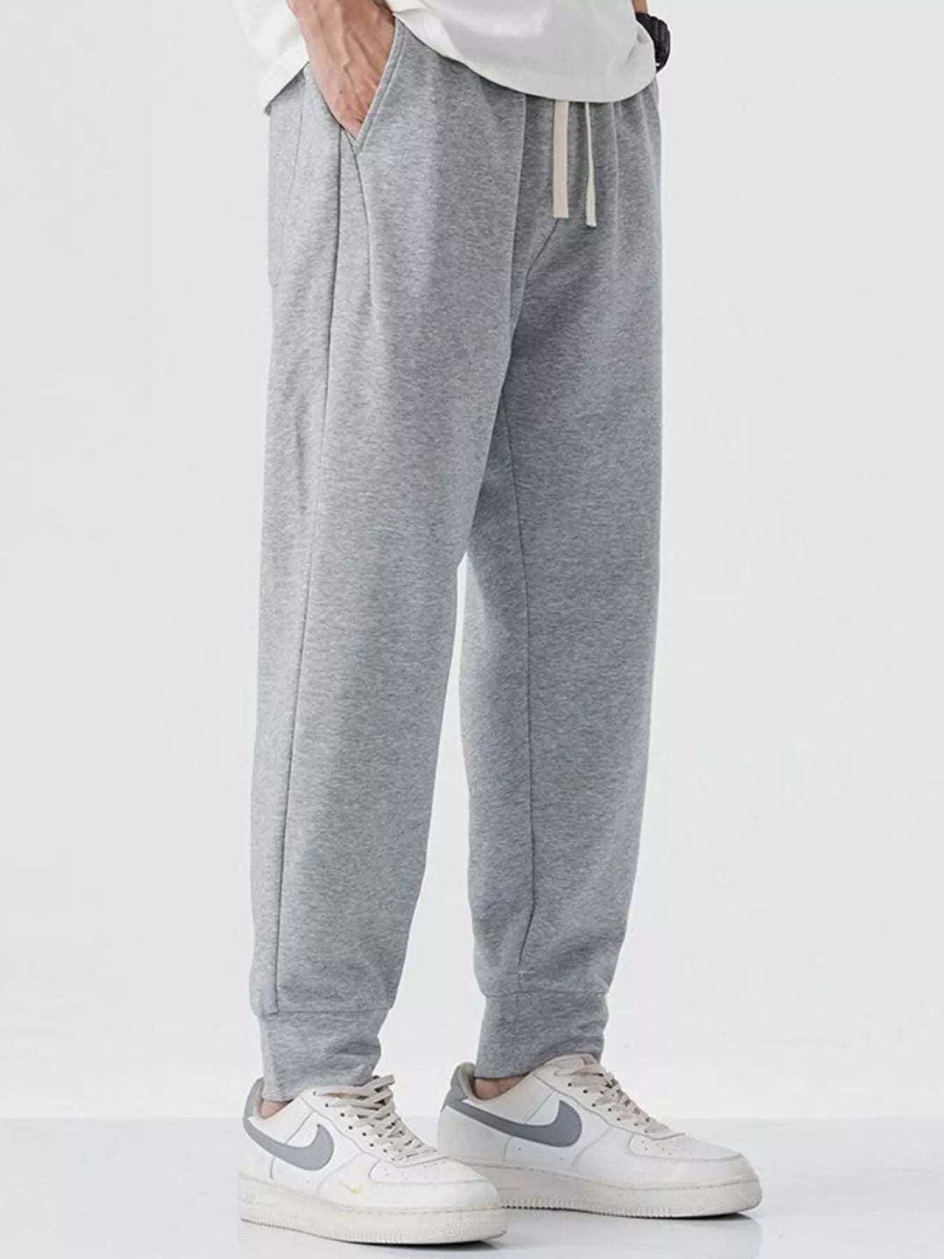Casual Drawstring Joggers in Gray for Men