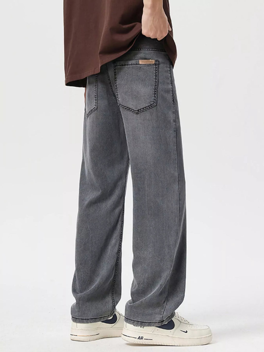 Loose Fit Wash Jeans in Vintage Blue for Men